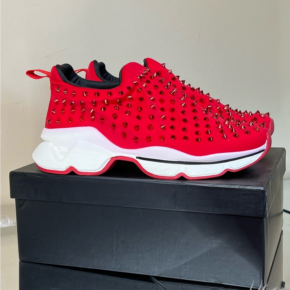 Designer Inspired Spiked Red Bottom Sneaker - Picture 9 of 16